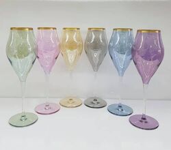 К-кт чаши за вино лале цветно стъкло