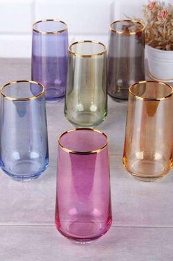 К-кт чаши за вода цветно стъкло