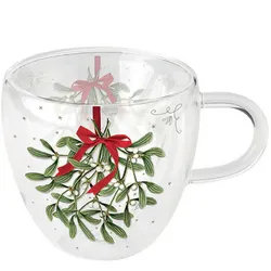 Двустенна чаша Ambiente Christmas florals стъкло