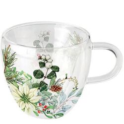Двустенна чаша Ambiente White poinsettia стъкло
