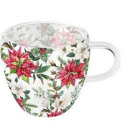 Двустенна чаша Ambiente Christmas floral стъкло
