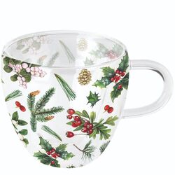 Двустенна чаша Ambiente Winter Greenery стъкло